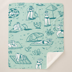 Hintergrund mit den sommerlichen Strandmädchen. N Sherpadecke