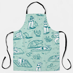 Hintergrund mit den sommerlichen Strandmädchen. Na Schürze