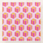 Hintergrund mit Geschenken Glasuntersetzer (Vorderseite)