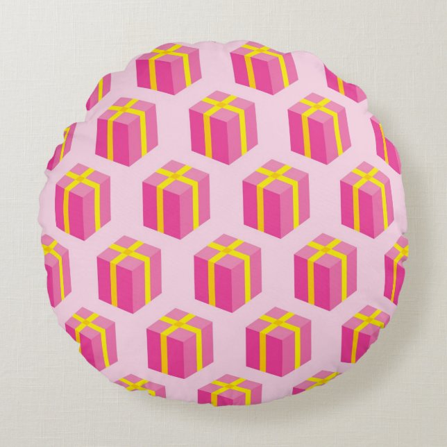 Hintergrund mit Geschenken Rundes Kissen (Vorderseite)