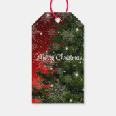 Hintergrund mit grünem Weihnachtsbaumweinlabel Geschenkanhänger (Rückseite)