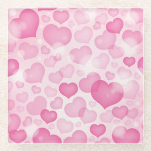 Hintergrund mit Herzen Glasuntersetzer