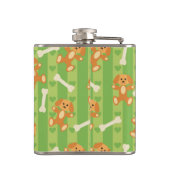 Hintergrund mit Hunden und den Knochen Flachmann (Rückseite)