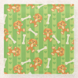 Hintergrund mit Hunden und den Knochen Glasuntersetzer