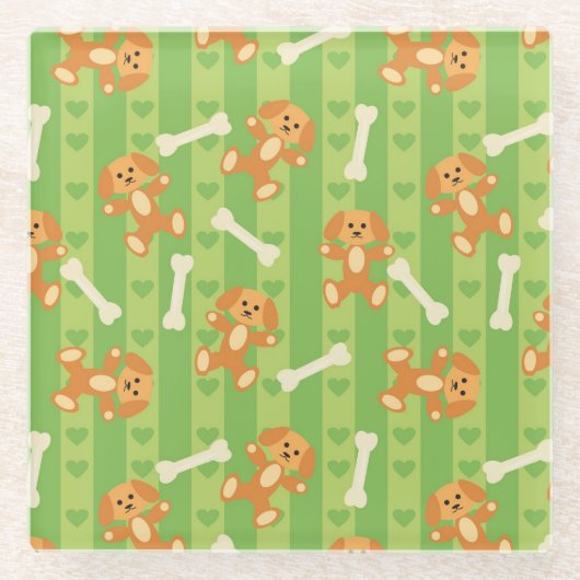 Hintergrund mit Hunden und den Knochen Glasuntersetzer (Vorderseite)