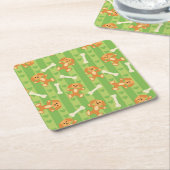 Hintergrund mit Hunden und den Knochen Rechteckiger Pappuntersetzer (angewinkelt)