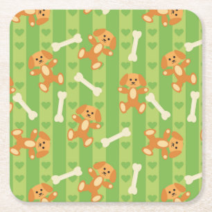 Hintergrund mit Hunden und den Knochen Rechteckiger Pappuntersetzer