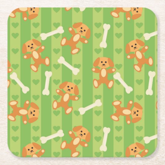 Hintergrund mit Hunden und den Knochen Rechteckiger Pappuntersetzer (Vorderseite)