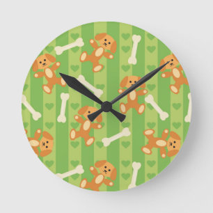 Hintergrund mit Hunden und Knochen Runde Wanduhr
