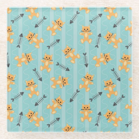 Hintergrund mit Katzen Glasuntersetzer (Vorderseite)