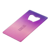 Hintergrund mit lila und rosa Farbverlauf Geldbeutel Flaschenöffner (Vorderseite Schrägansicht)