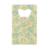 Hintergrund mit Muscheln. Hand gezeichnet 2 Geldkarten Flaschenöffner (Rückseite)