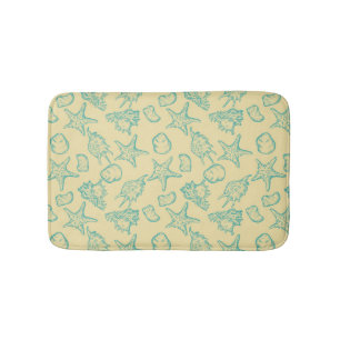 Hintergrund mit Muscheln. Hand gezeichnet Badematte