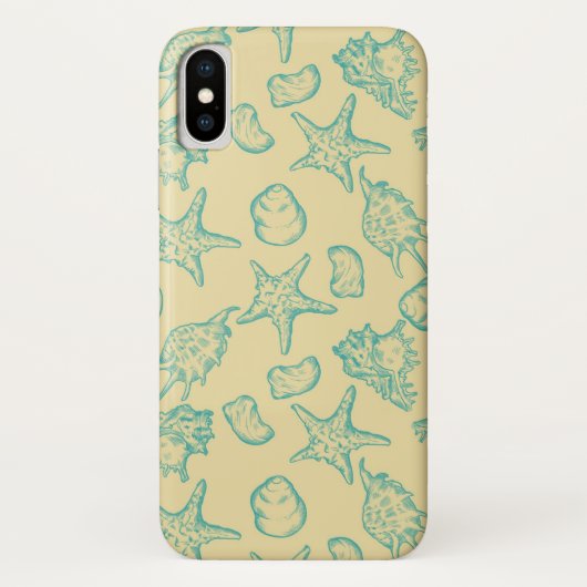 Hintergrund mit Muscheln. Hand gezeichnet Case-Mate iPhone Hülle (Rückseite)
