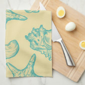 Hintergrund mit Muscheln. Hand gezeichnet Geschirrtuch (Viertel Falte)