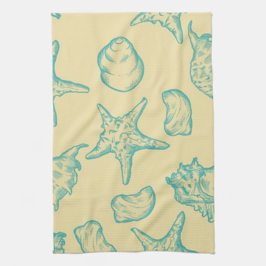 Hintergrund mit Muscheln. Hand gezeichnet Geschirrtuch (Vertikal)