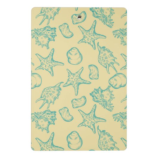 Hintergrund mit Muscheln. Hand gezeichnet Mini Klemmbrett (Rückseite)