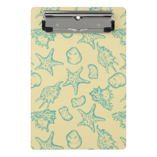 Hintergrund mit Muscheln. Hand gezeichnet Mini Klemmbrett (Vorderseite)