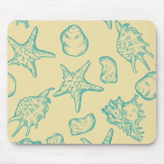Hintergrund mit Muscheln. Hand gezeichnet Mousepad (Vorne)