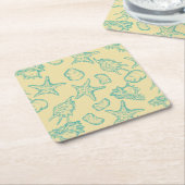 Hintergrund mit Muscheln. Hand gezeichnet Rechteckiger Pappuntersetzer (angewinkelt)