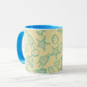 Hintergrund mit Muscheln. Hand gezeichnet Tasse (Vorderseite Links)