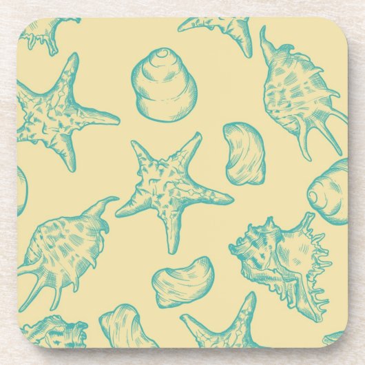 Hintergrund mit Muscheln. Hand gezeichnet Untersetzer (Vorderseite)
