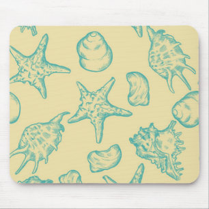 Hintergrund mit Muscheln. Handgezeichnet Mousepad