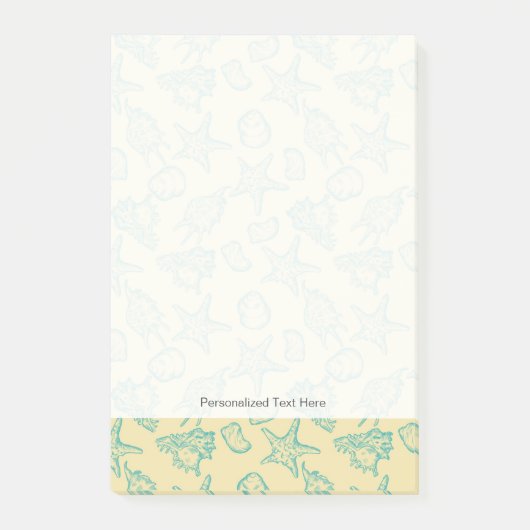 Hintergrund mit Muscheln. Handzeichnung 2 Post-it Klebezettel (Vorderseite)