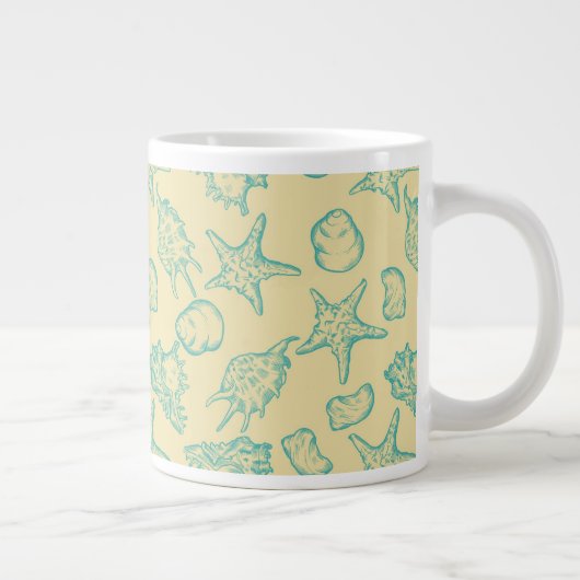 Hintergrund mit Muscheln. Handzug Jumbo-Tasse (Rechts)