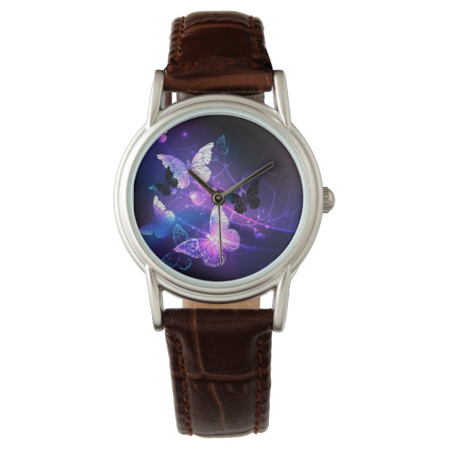Hintergrund mit Nachtschmetterlingen Armbanduhr (Vorderseite)
