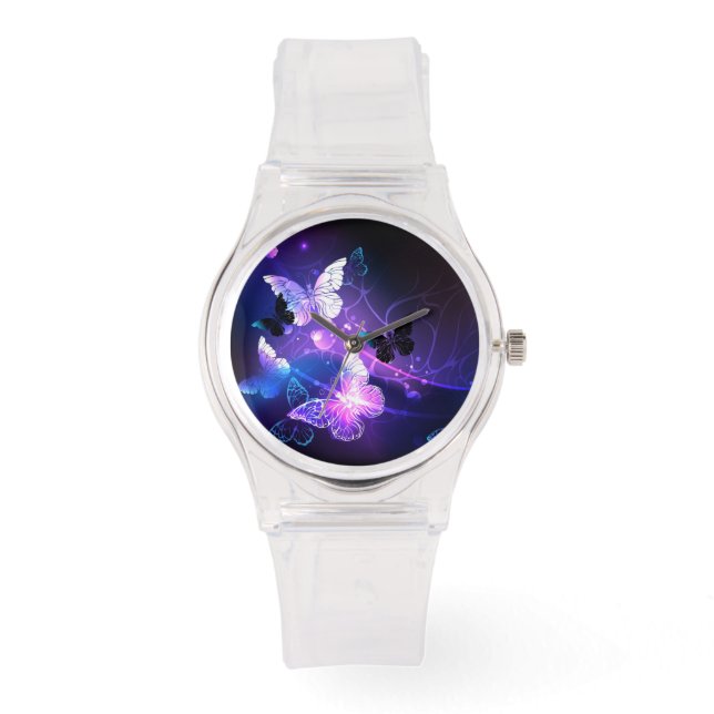 Hintergrund mit Nachtschmetterlingen Armbanduhr (Vorderseite)