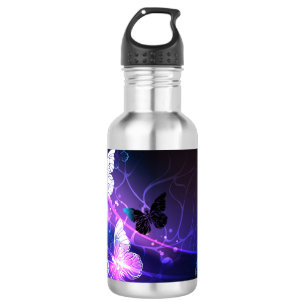 Hintergrund mit Nachtschmetterlingen Edelstahlflasche