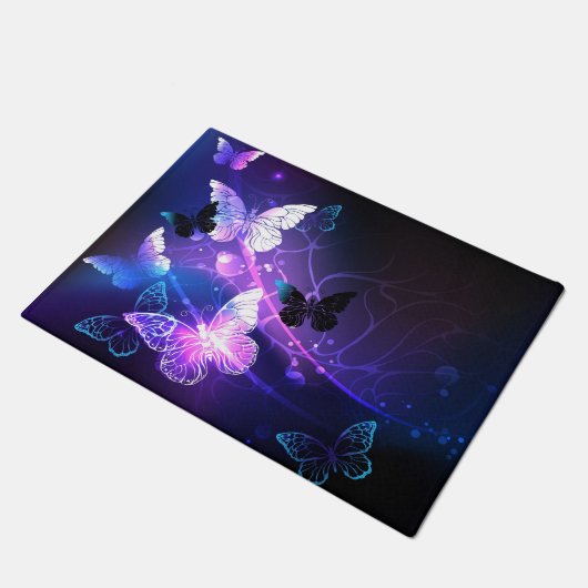 Hintergrund mit Nachtschmetterlingen Fußmatte (Schrägansicht)