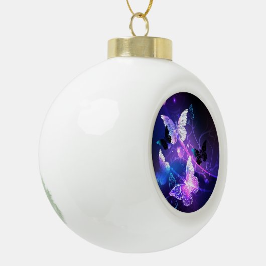 Hintergrund mit Nachtschmetterlingen Keramik Kugel-Ornament (Links)