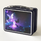 Hintergrund mit Nachtschmetterlingen Metall Brotdose (Rückseite)