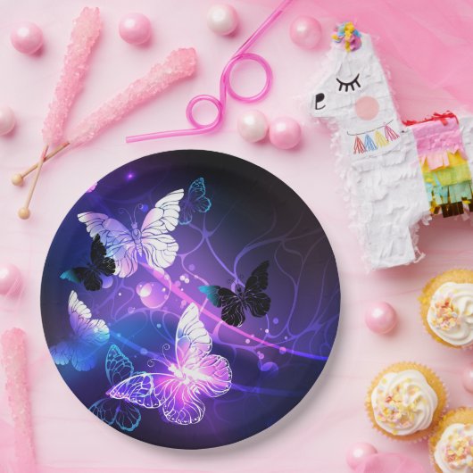 Hintergrund mit Nachtschmetterlingen Pappteller (Party)
