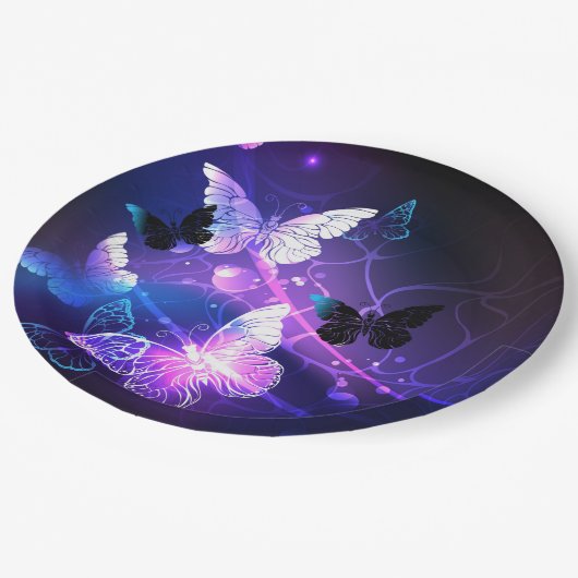 Hintergrund mit Nachtschmetterlingen Pappteller (Schrägansicht)