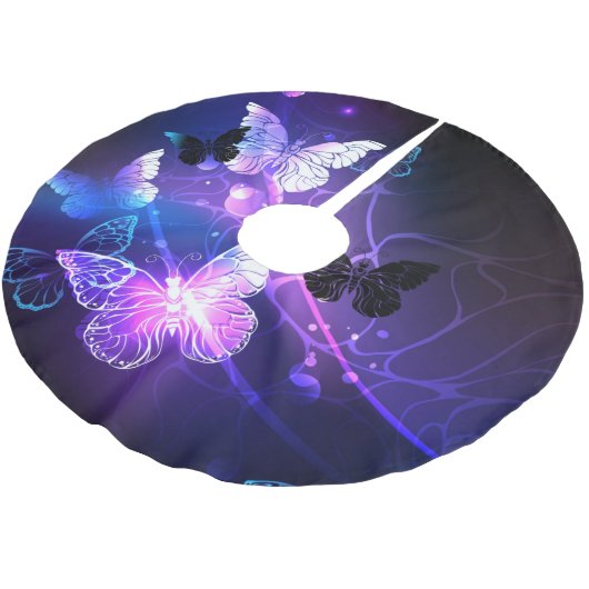 Hintergrund mit Nachtschmetterlingen Polyester Weihnachtsbaumdecke (Schrägansicht)