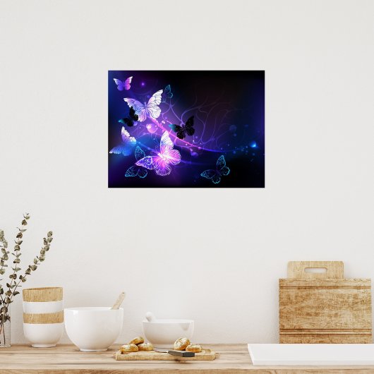 Hintergrund mit Nachtschmetterlingen Poster (Küche)
