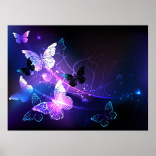 Hintergrund mit Nachtschmetterlingen Poster
