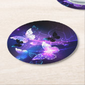 Hintergrund mit Nachtschmetterlingen Runder Pappuntersetzer (Angewinkelt)