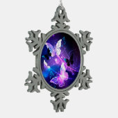 Hintergrund mit Nachtschmetterlingen Schneeflocken Zinn-Ornament (Links)