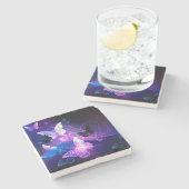 Hintergrund mit Nachtschmetterlingen Steinuntersetzer (Seitenansicht)