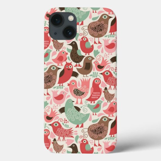 Hintergrund mit niedlichen Vögeln Case-Mate iPhone Hülle (Rückseite)