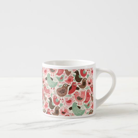 Hintergrund mit niedlichen Vögeln Espressotasse (Rechts)