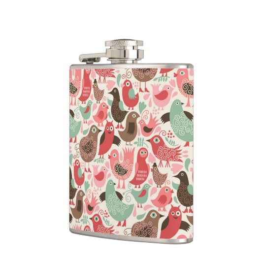 Hintergrund mit niedlichen Vögeln Flachmann (Links)