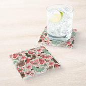 Hintergrund mit niedlichen Vögeln Glasuntersetzer (Schrägansicht)