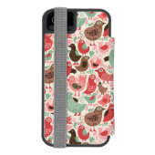 Hintergrund mit niedlichen Vögeln Incipio iPhone Geldbeutel-Hülle (Folio Rückseite)