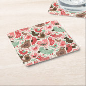 Hintergrund mit niedlichen Vögeln Rechteckiger Pappuntersetzer (angewinkelt)