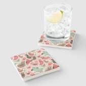 Hintergrund mit niedlichen Vögeln Steinuntersetzer (Seitenansicht)